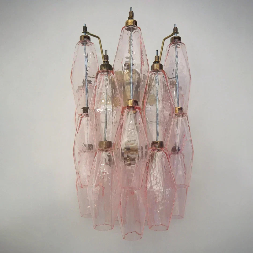 Murano Poliedri Pink Glass Wall Sconces-Wall Lamp-Briglighting