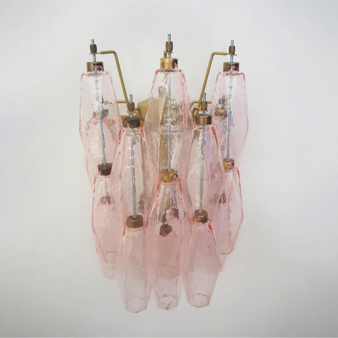 Murano Poliedri Pink Glass Wall Sconces-Wall Lamp-Briglighting