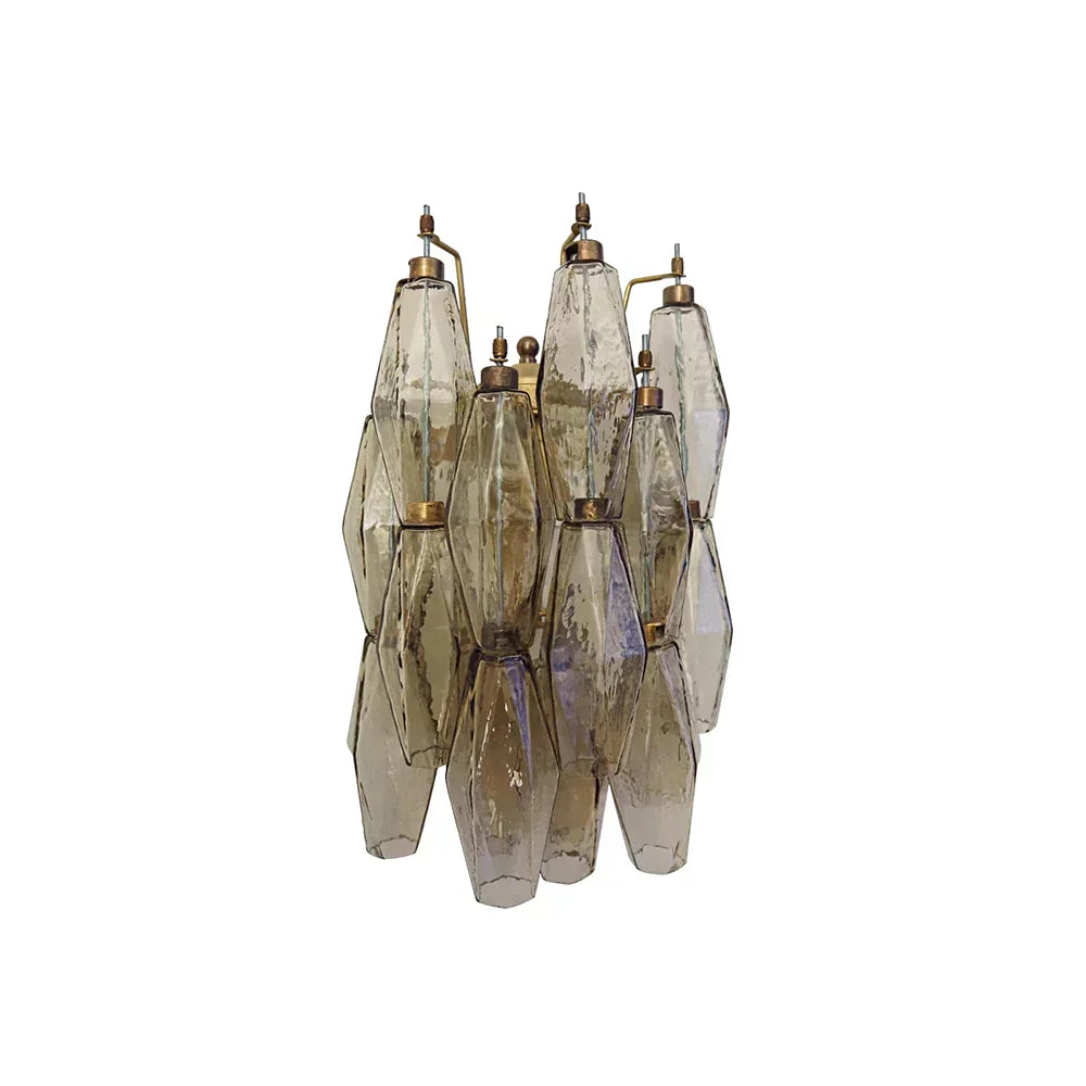 Murano Poliedri Smoked Glass Wall Sconces 9.8"-Wall Sconces-Briglighting