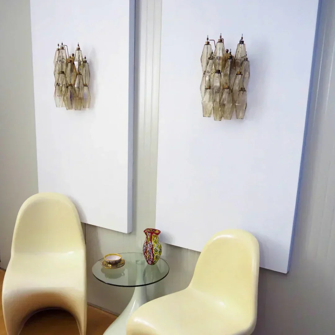 Murano Poliedri Smoked Glass Wall Sconces 9.8"-Wall Sconces-Briglighting