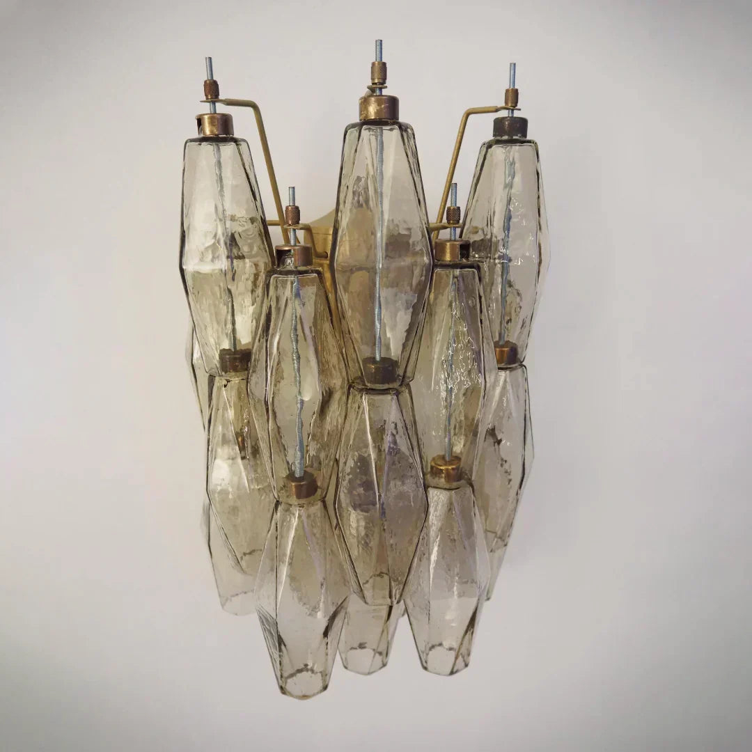 Murano Poliedri Smoked Glass Wall Sconces 9.8"-Wall Sconces-Briglighting
