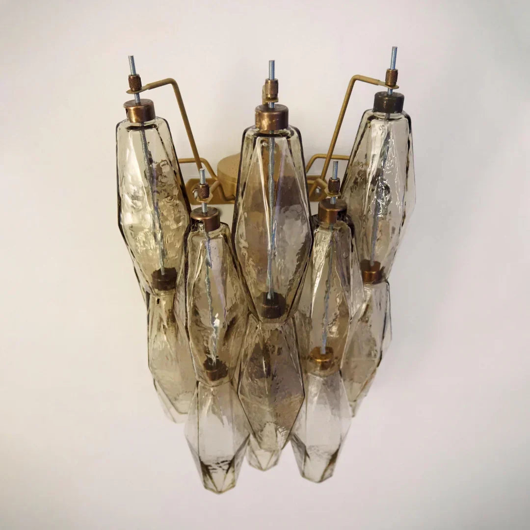 Murano Poliedri Smoked Glass Wall Sconces 9.8"-Wall Sconces-Briglighting