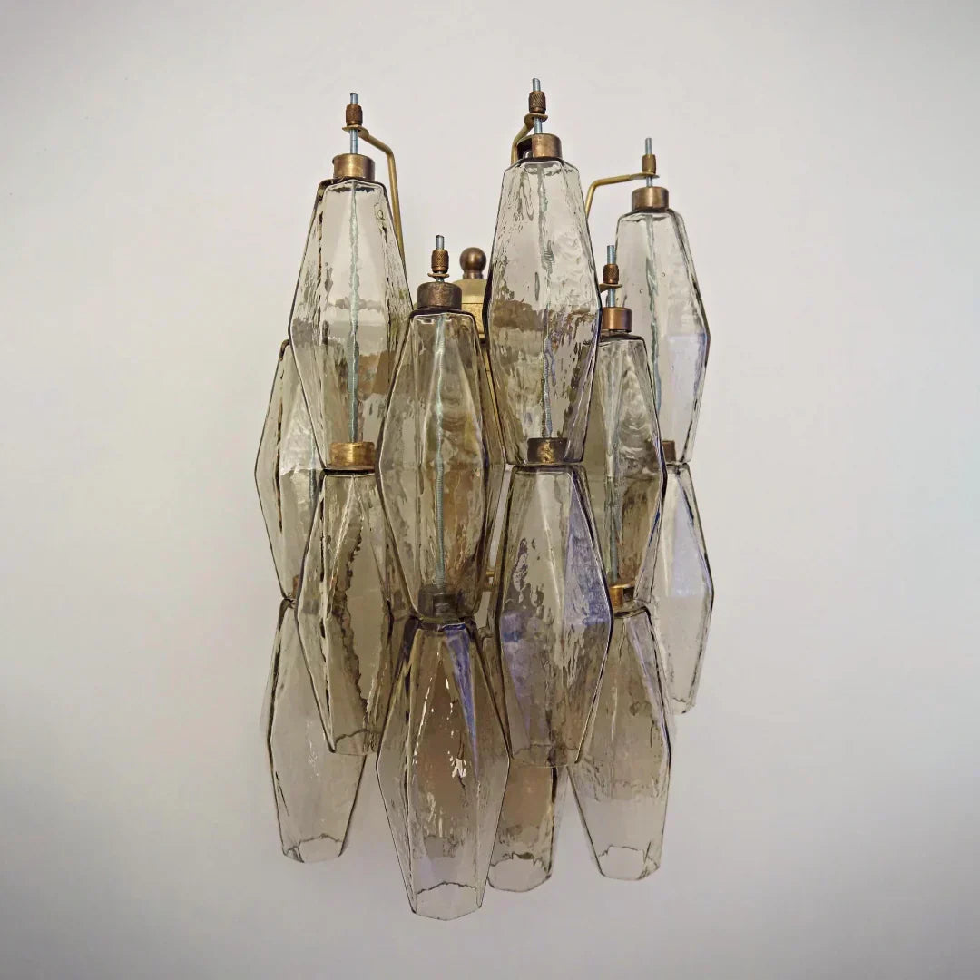 Murano Poliedri Smoked Glass Wall Sconces 9.8"-Wall Sconces-Briglighting