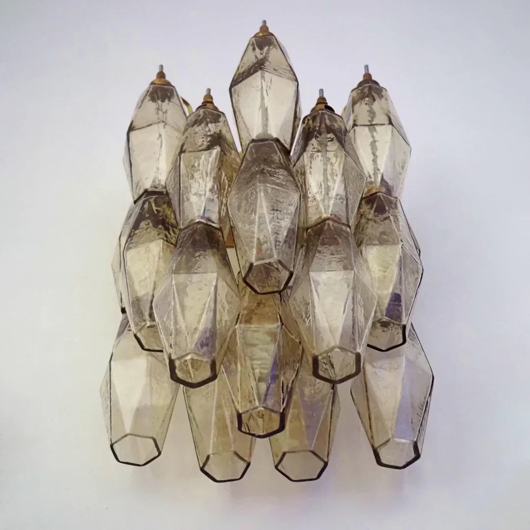 Murano Poliedri Smoked Glass Wall Sconces 9.8"-Wall Sconces-Briglighting