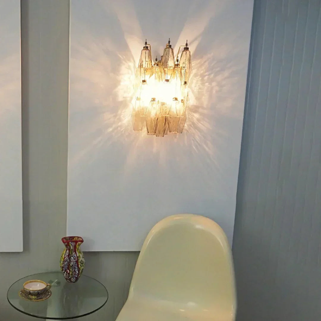 Murano Poliedri Smoked Glass Wall Sconces 9.8"-Wall Sconces-Briglighting