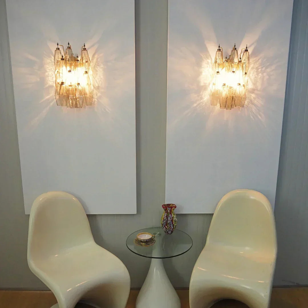 Murano Poliedri Smoked Glass Wall Sconces 9.8"-Wall Sconces-Briglighting