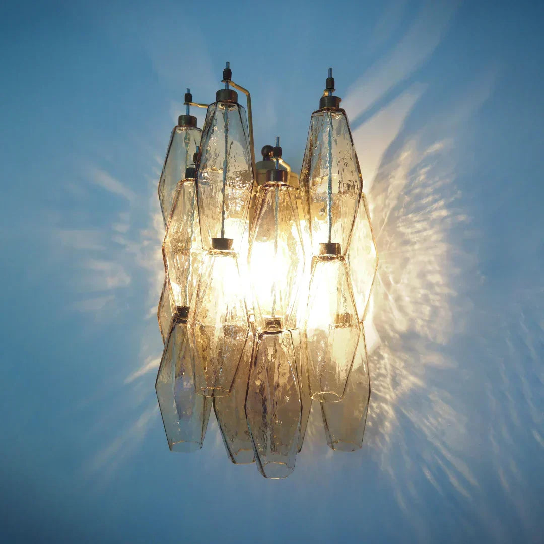 Murano Poliedri Smoked Glass Wall Sconces 9.8"-Wall Sconces-Briglighting