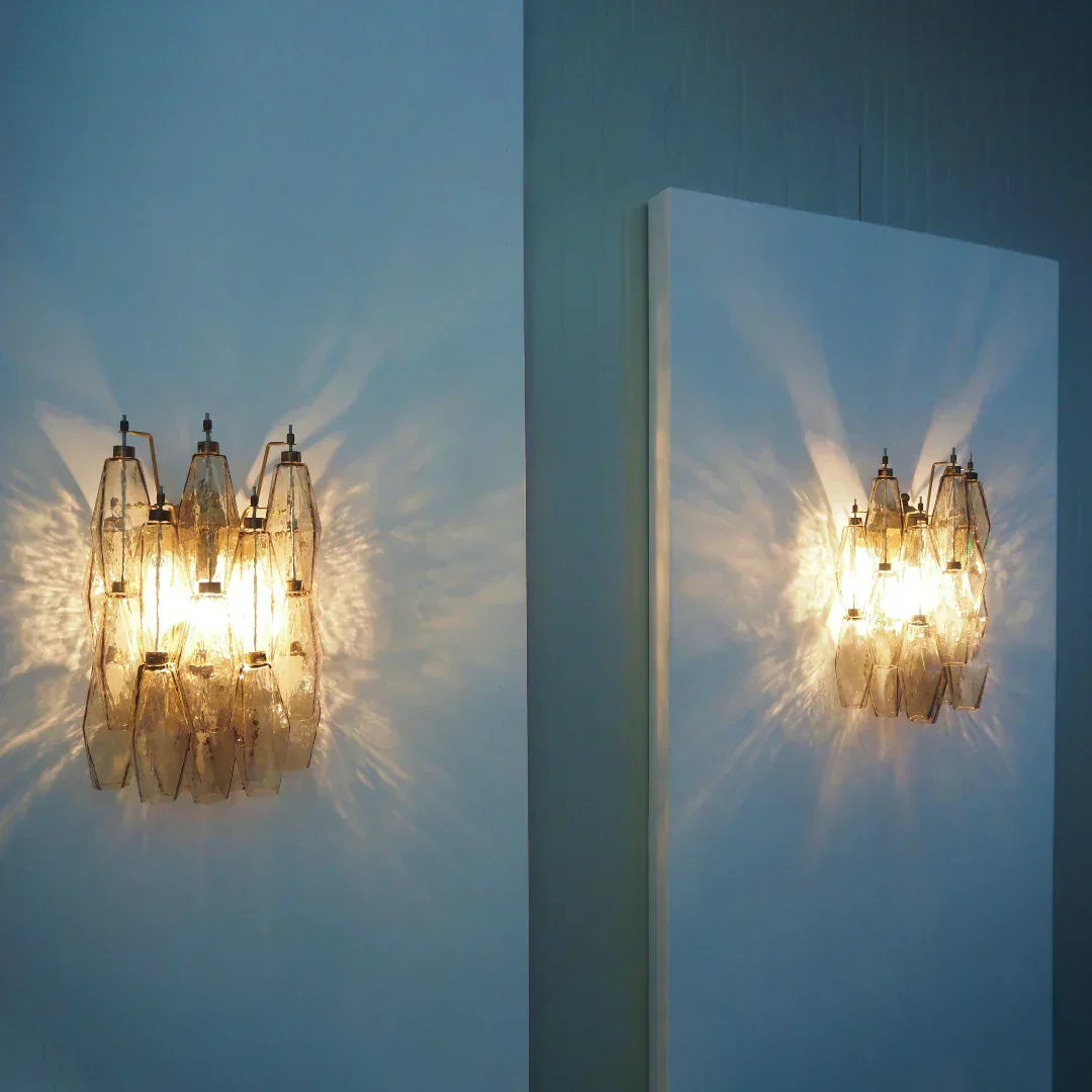 Murano Poliedri Smoked Glass Wall Sconces 9.8"-Wall Sconces-Briglighting