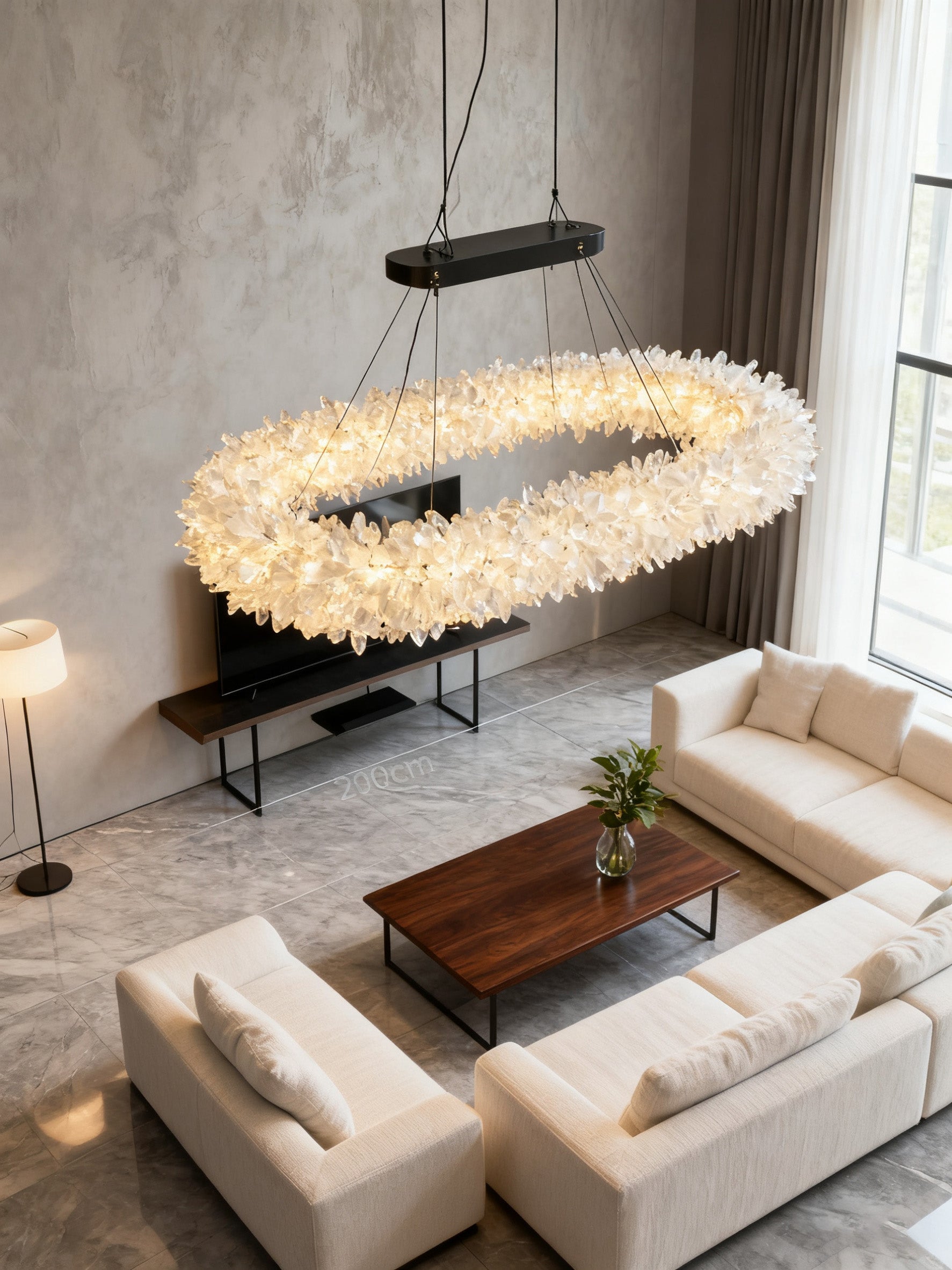 47'' Oval Modern Clear Geode Quartz Crystal Chandelier for Dining Room-Briglighting
