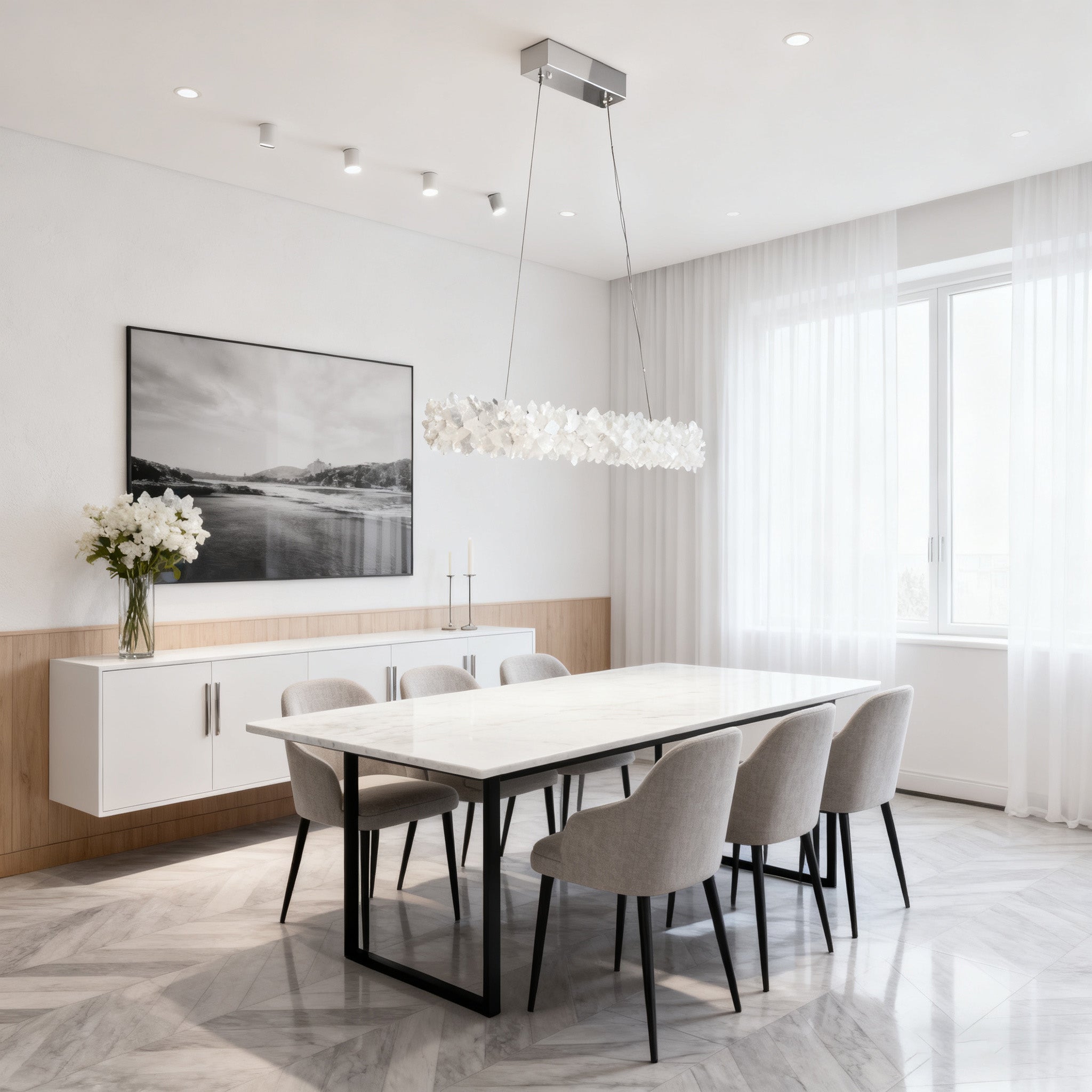 Modern Linear Geode Quartz Crystal Pendant Light-Briglighting