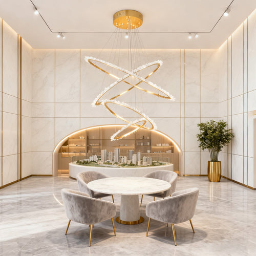 (16+24+31.5+40) Inch 4 Rings Quartz Crystal Chandelier Modern Suspended Hanging Light-Briglighting