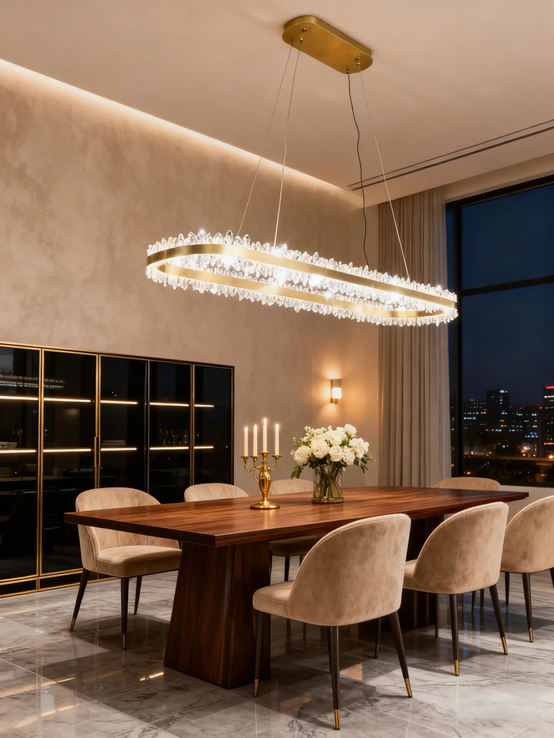 47 Inch Linear Chandelier Modern Quartz Crystal Chandelier for Dining Room-Briglighting