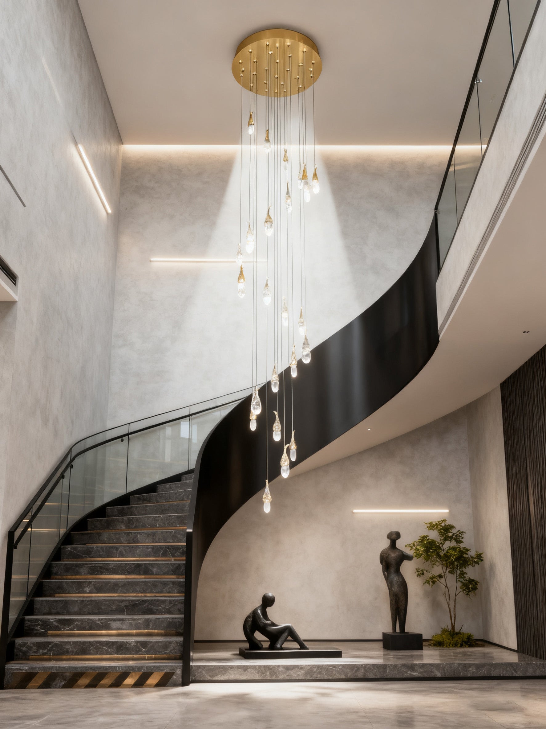 24 Rock Crystal Short-eggplants Modern Chandelier 138 Inch Long Staircase LED Chandelier-Briglighting