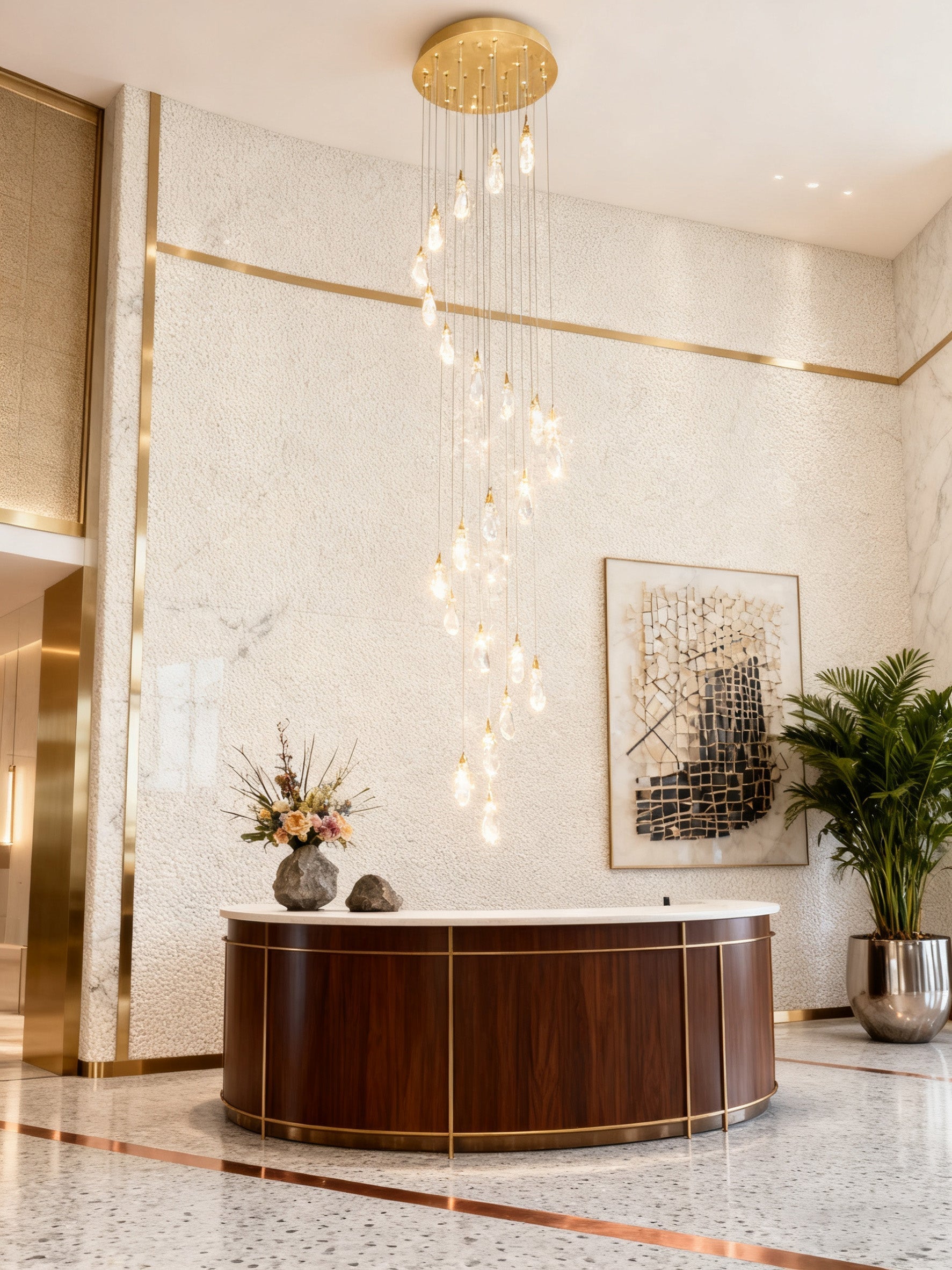 24 Rock Crystal Long-eggplants Modern Chandelier 138 Inch Long Staircase Chandelier-Briglighting