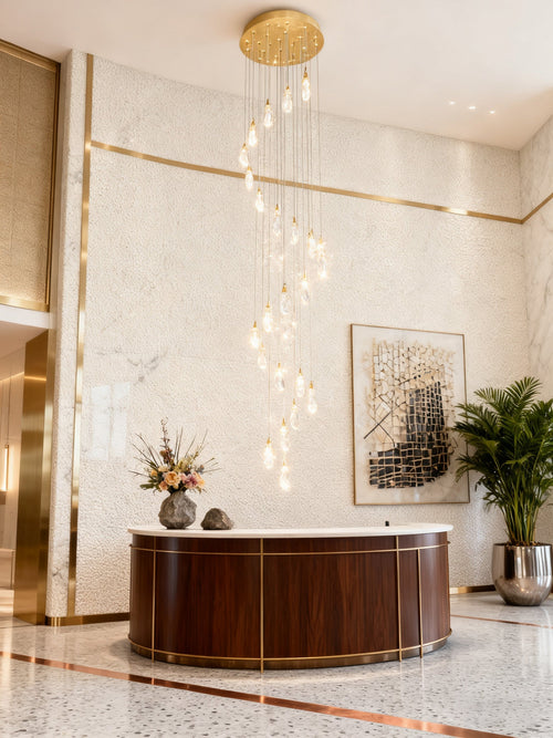 24 Rock Crystal Long-eggplants Modern Chandelier 138 Inch Long Staircase Chandelier-Briglighting