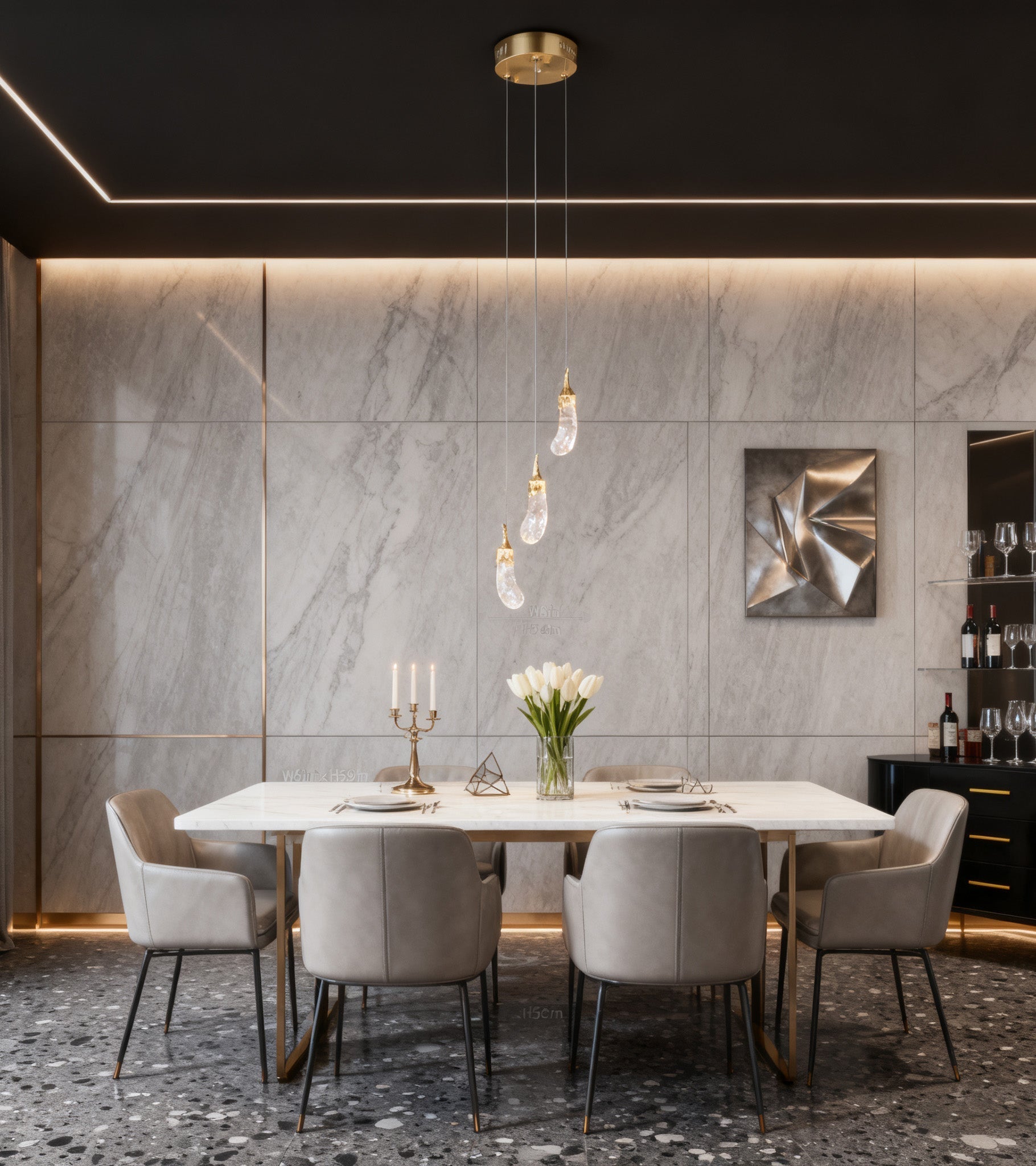3 Rock Crystal Long-eggplants Modern LED Pendant Light-Briglighting
