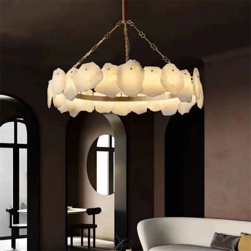 Nauns Alabaster Round Chandelier-Chandelier-Briglighting