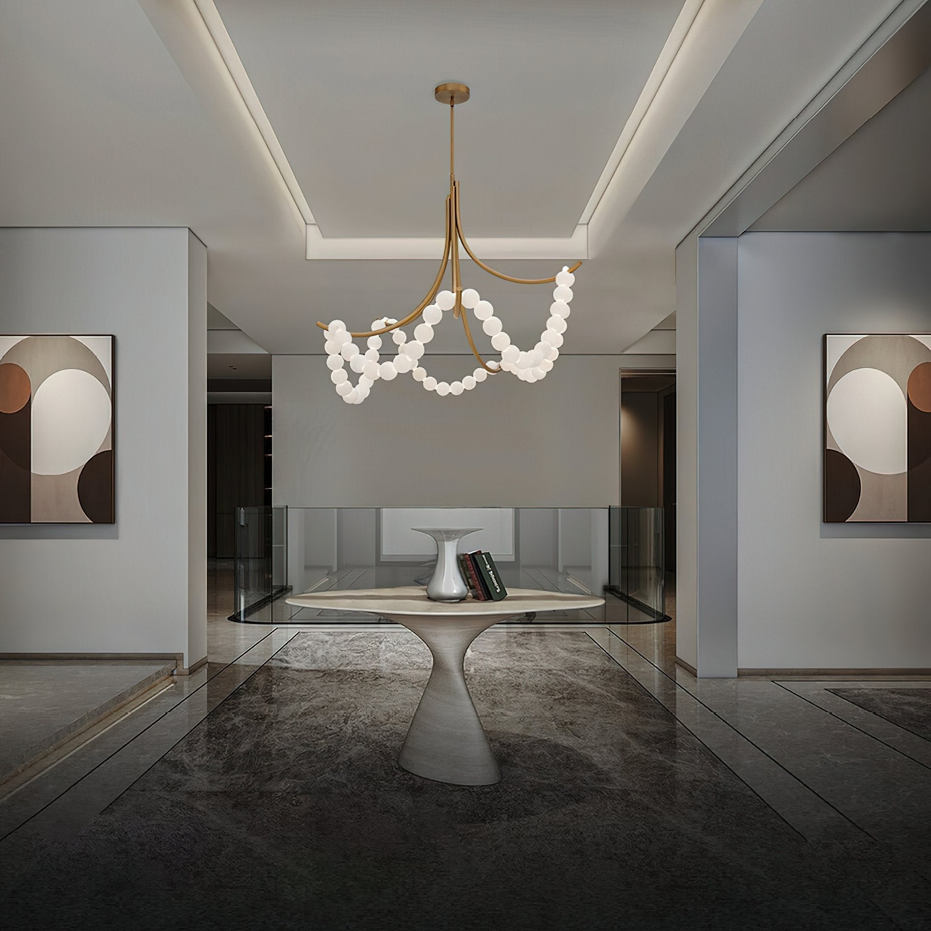 Natural Stone Illuminated Disc Chandelier-Chandelier-Briglighting