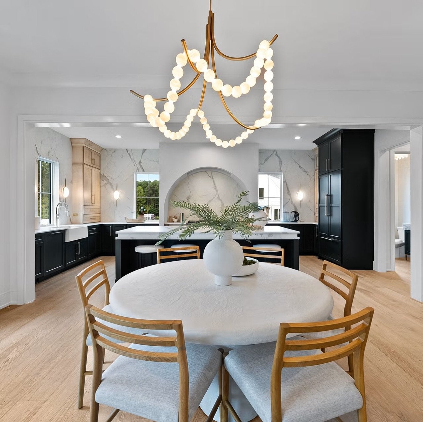 Natural Stone Illuminated Disc Chandelier-Chandelier-Briglighting