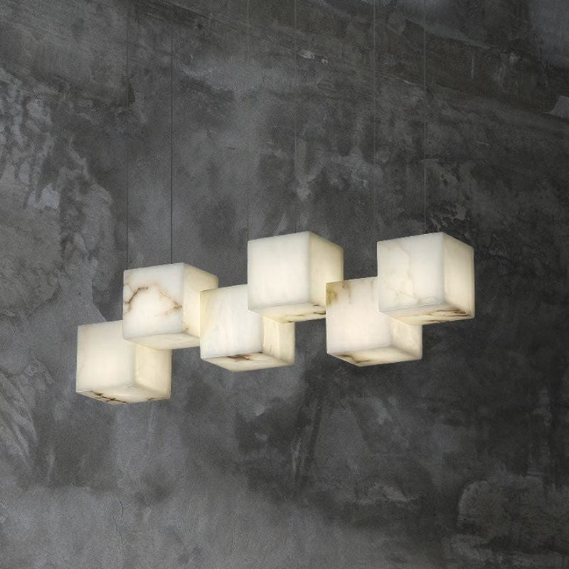 Alabaster Cubic Rectangular Chandelier-chandeliers for dining room,chandeliers for stairways,chandeliers for foyer,chandeliers for bedrooms,chandeliers for kitchen,chandeliers for living room-Briglighting