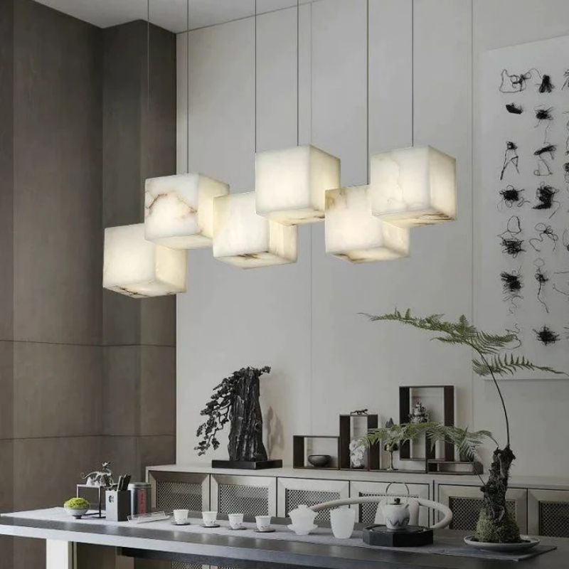 Alabaster Cubic Rectangular Chandelier-chandeliers for dining room,chandeliers for stairways,chandeliers for foyer,chandeliers for bedrooms,chandeliers for kitchen,chandeliers for living room-Briglighting