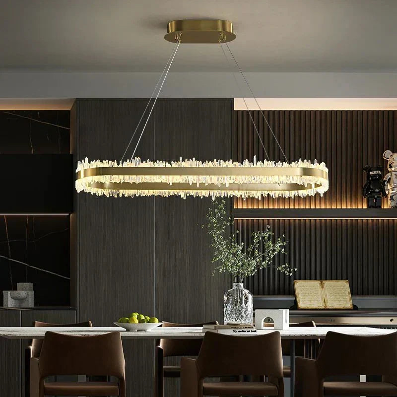 Modern 47 Inch Linear Chandelier Modern Quartz Crystal Chandelier for Dining Room-Chandelier-Briglighting