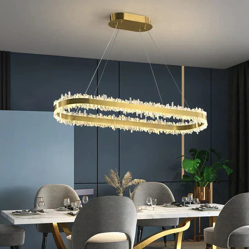 Modern 47 Inch Linear Chandelier Modern Quartz Crystal Chandelier for Dining Room-Chandelier-Briglighting