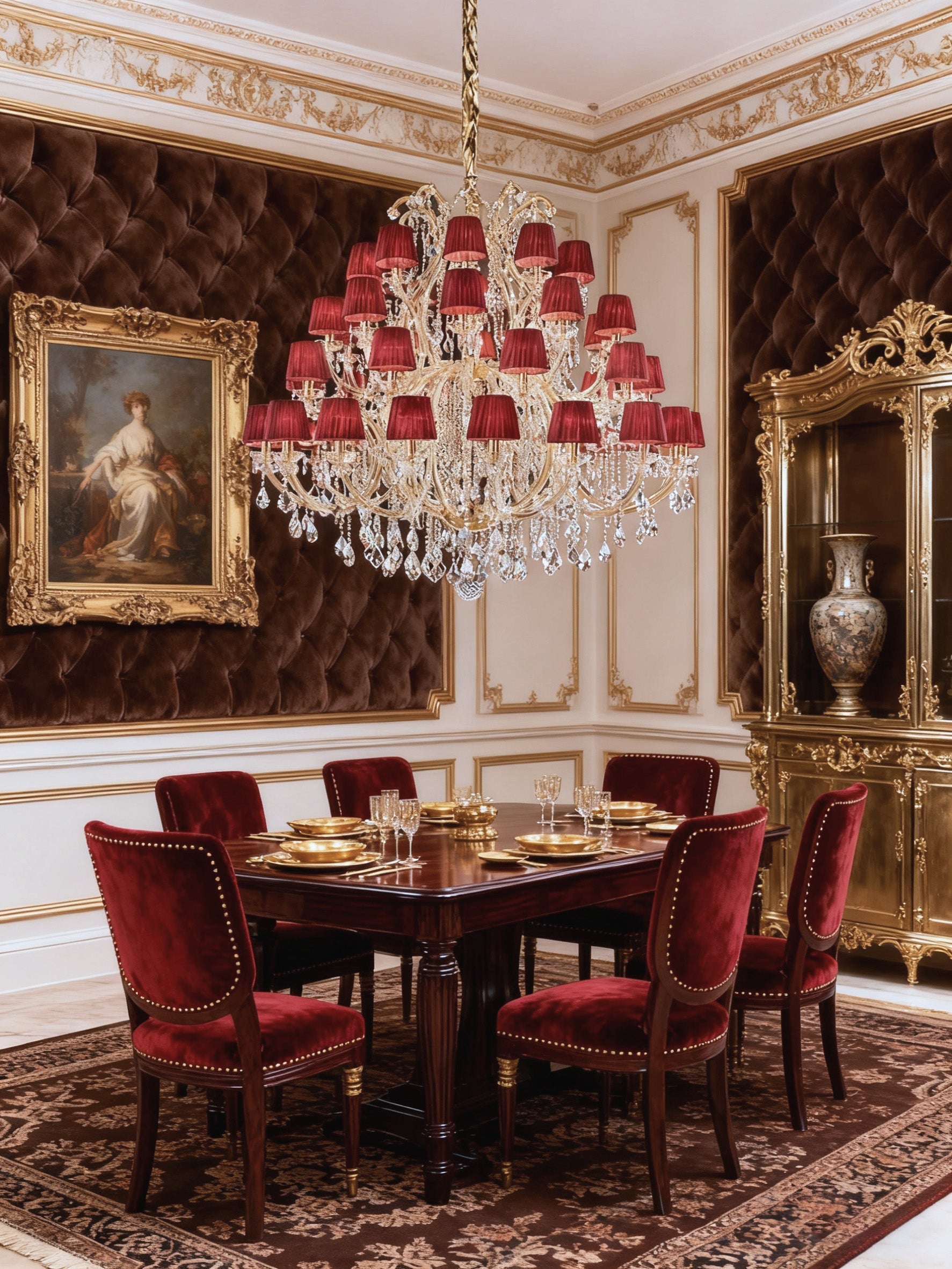 50 Lights Tiered Chandelier 63X61 Inch Large Gold Crystal Chandelier Lighting-Briglighting