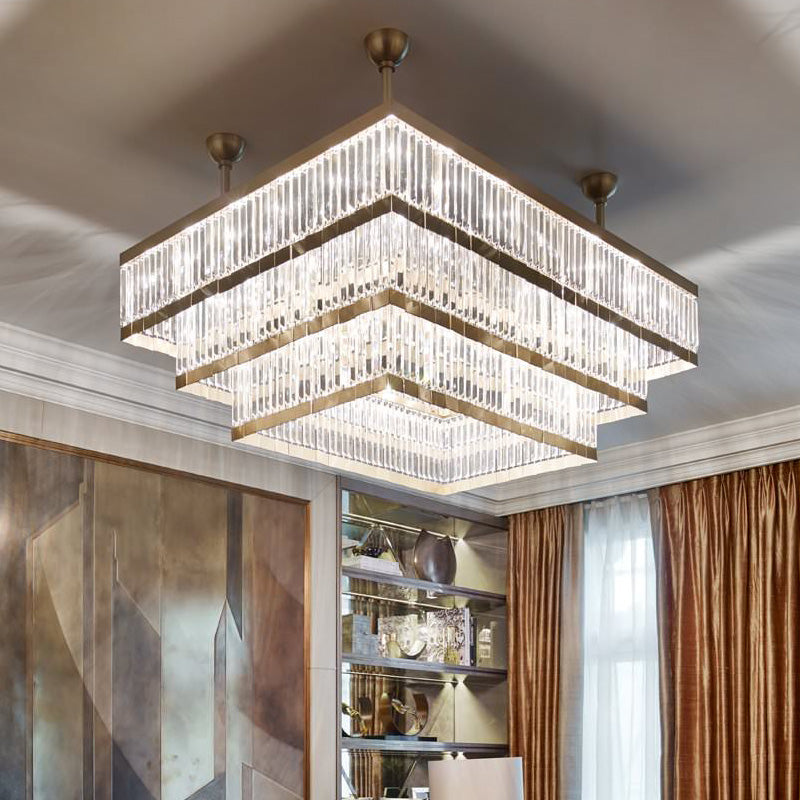 39X51 Inch Rectangle Flush Mounted Modern Gold Chandelier for Dining Room-Briglighting