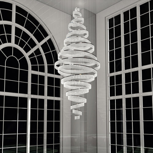 17 Crystal Rings Pendant Light 71X216 Inch Spiral Staircase Chandelier for High Ceilings-Briglighting