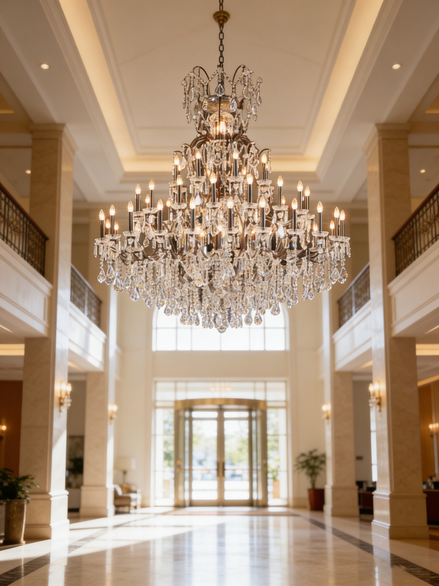 63x71 Inch Big Antique Wrought Iron Crystal Chandelier 48 Lights Luxury Bronze Foyer Lighting-Briglighting