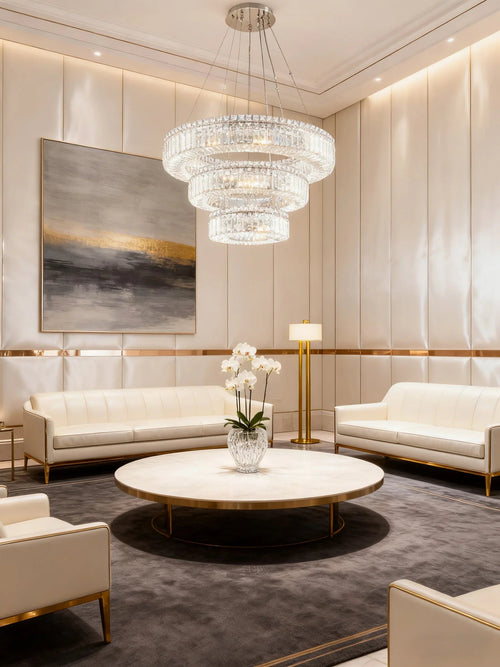 (12+18+26) Inch Round Crystal Chandelier Three Tiers Suspended Modern Chandelier-Briglighting