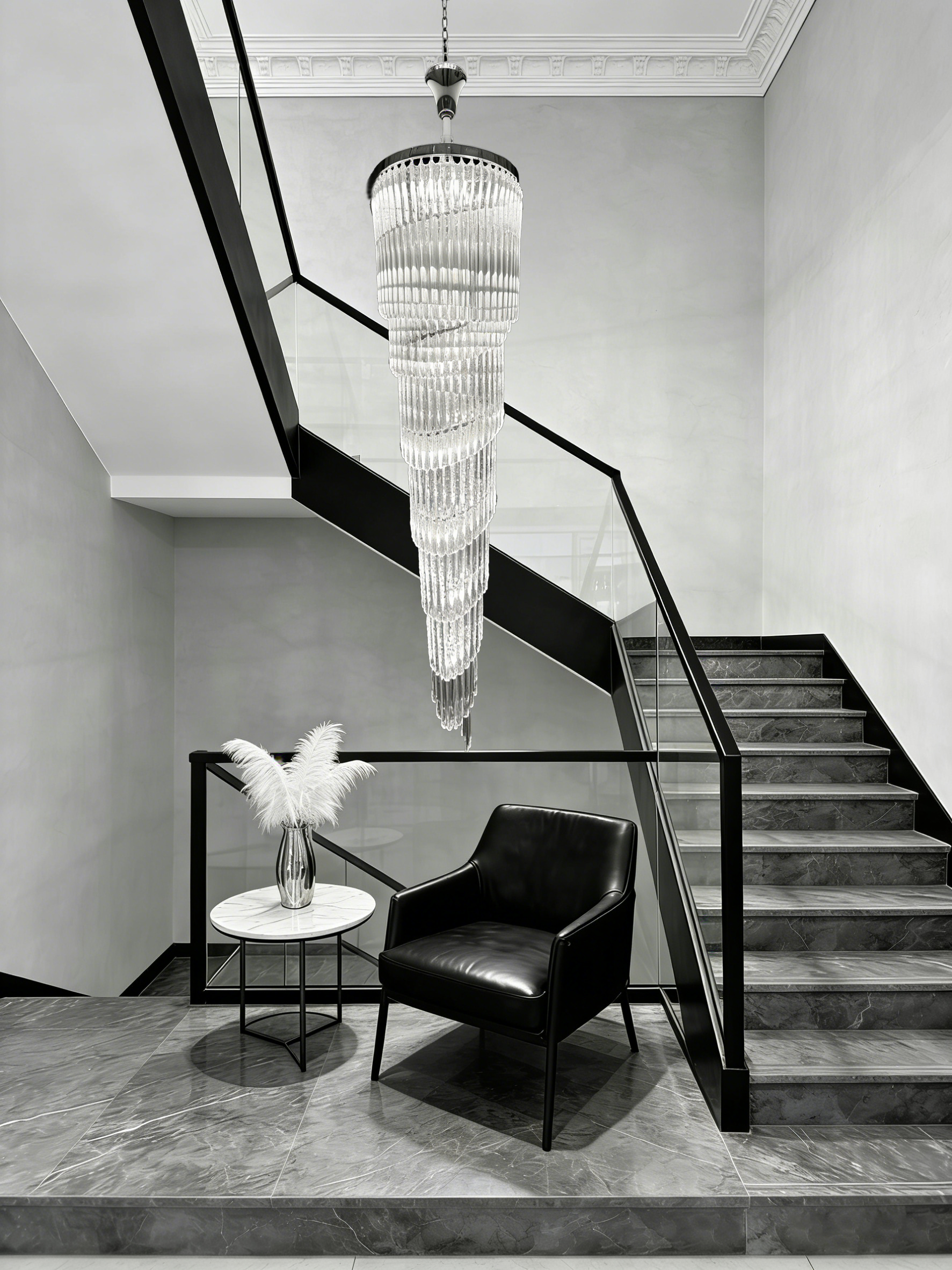 102 Inch Tall Chandelier Modern Spiral Crystal Chandelier for High Ceiling Staircase-Briglighting