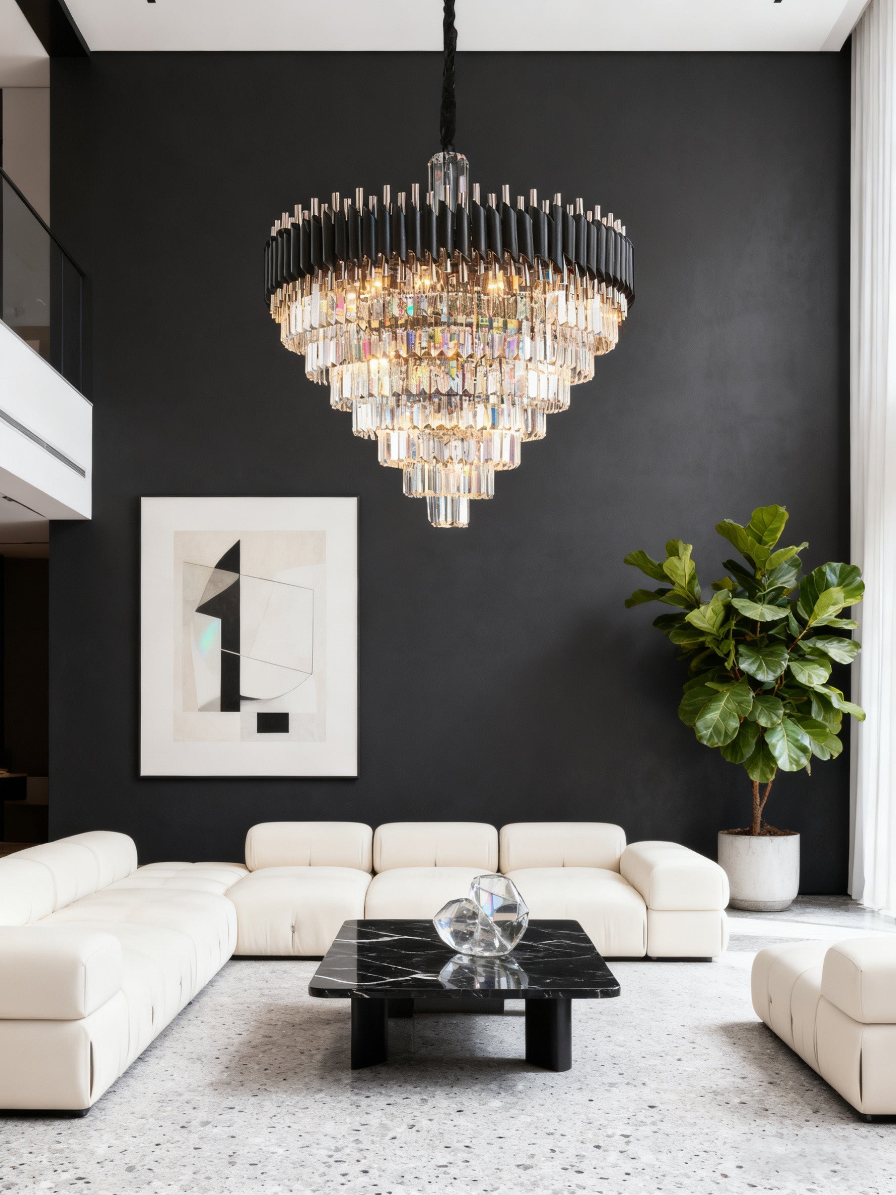 40 Inch Luxury Modern Round Crystal Chandelier Lighting for Living Room-Briglighting