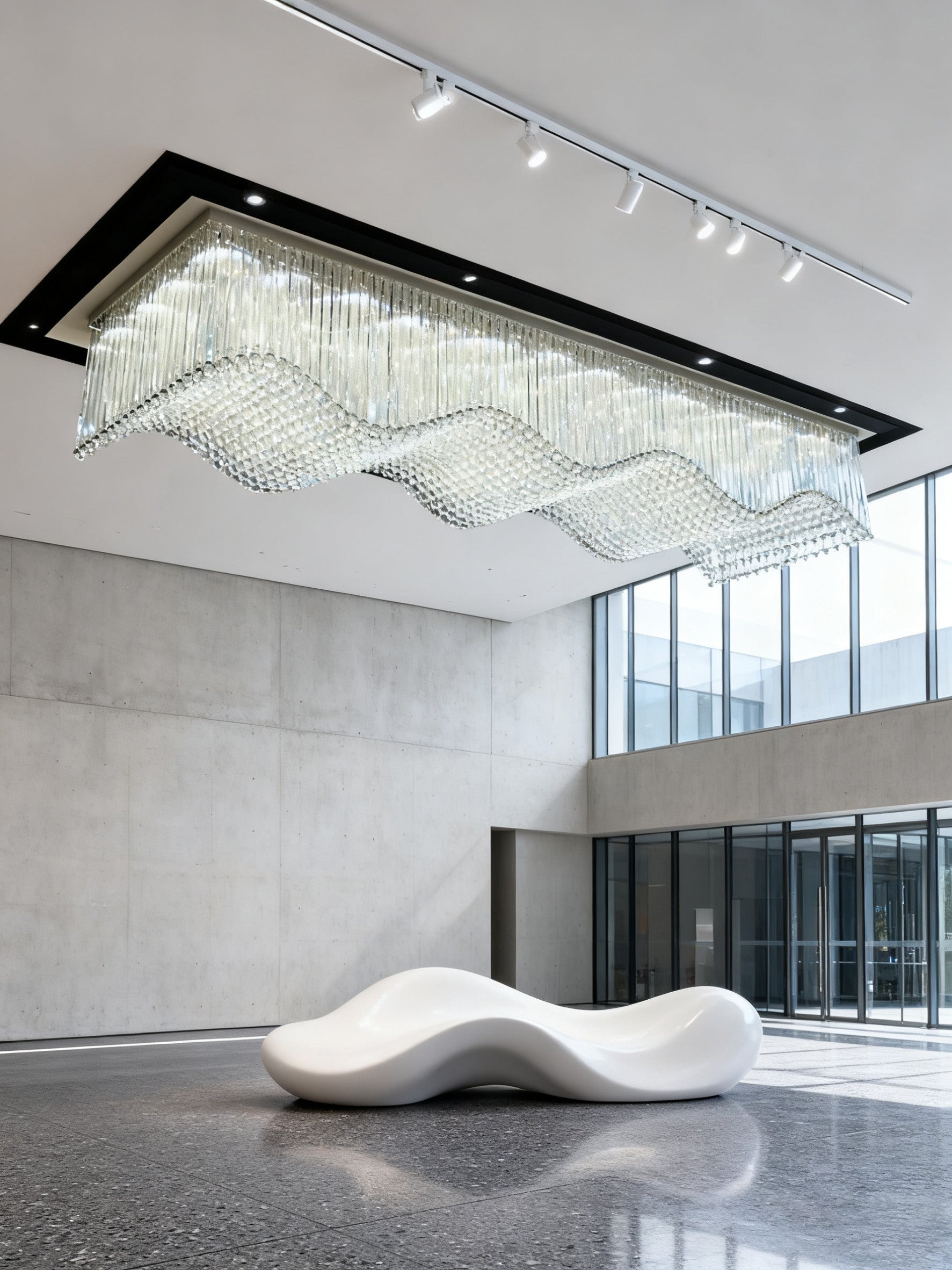 36X192 Inch Custom Wave Shaped Modern Chandelier Oversized Flush Mounted Chandelier for Hallway-Briglighting