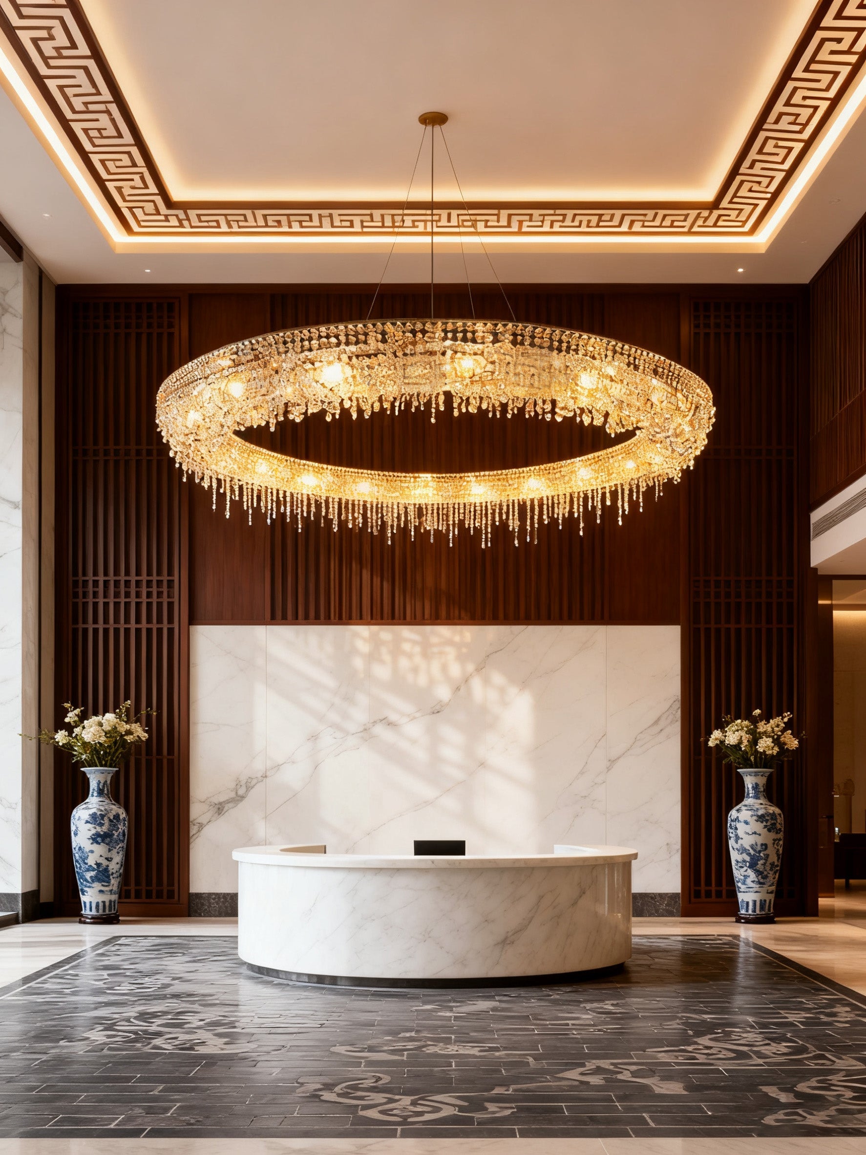 79 Inch Round Huge Looop Chandelier Hanging Modern Crystal Chandelier-Briglighting