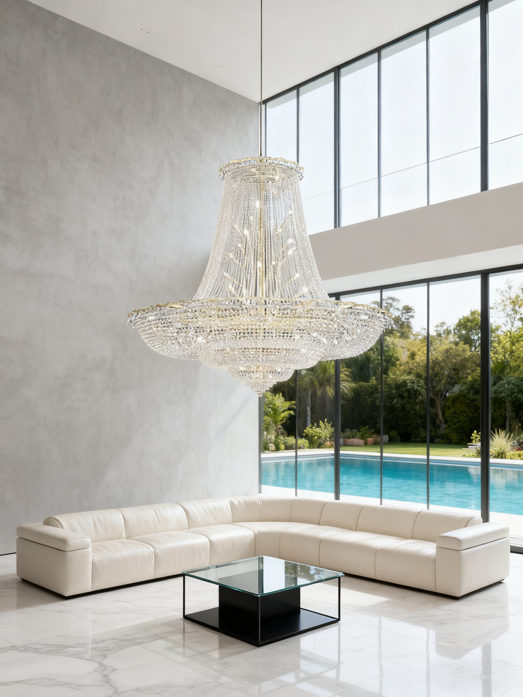 79X69 Inch Extra Wide Chandelier Large Gold Crystal Foyer Lighting-Briglighting