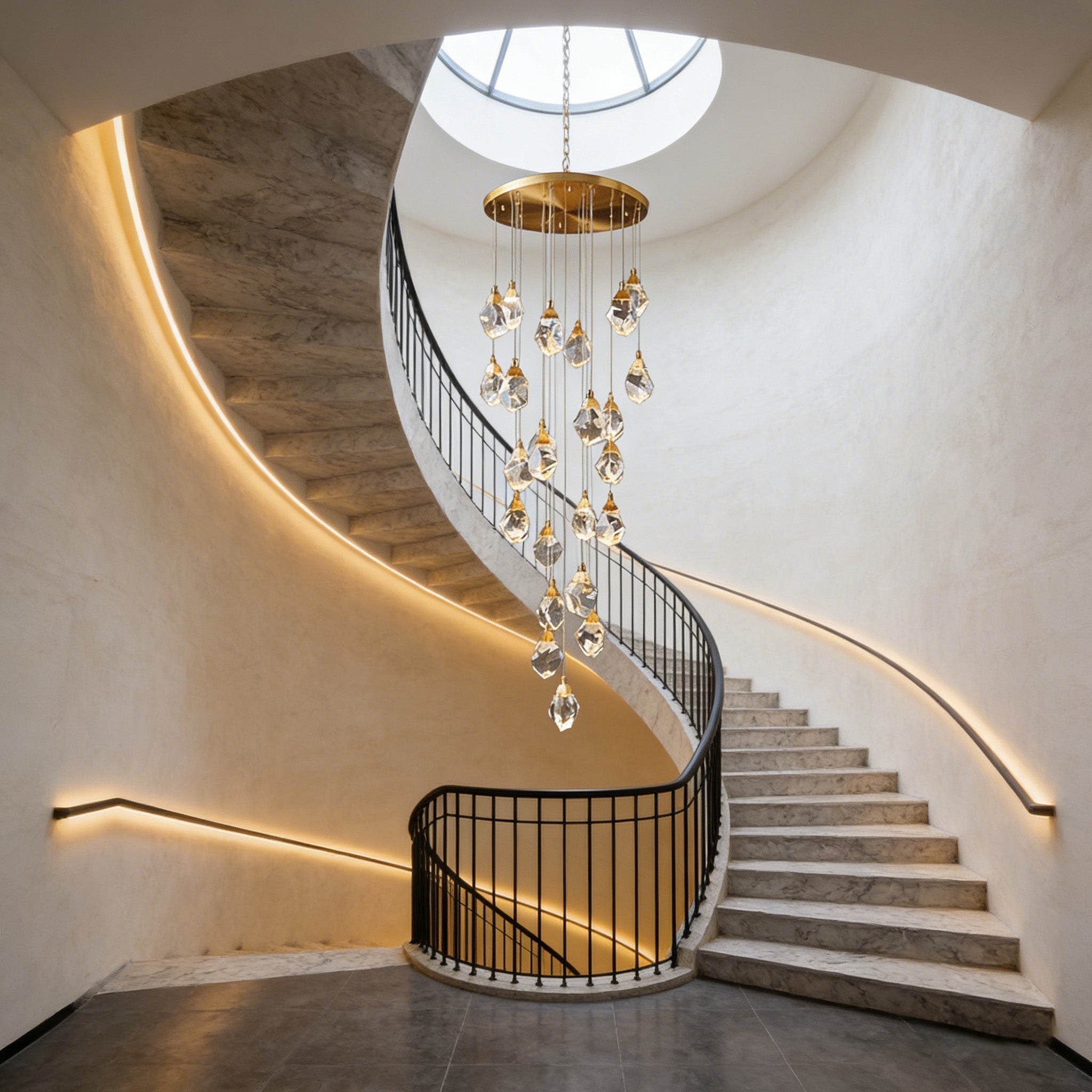 24 Lights Big Crystal Chandelier 79'' Long Chandelier for Staircase-Briglighting