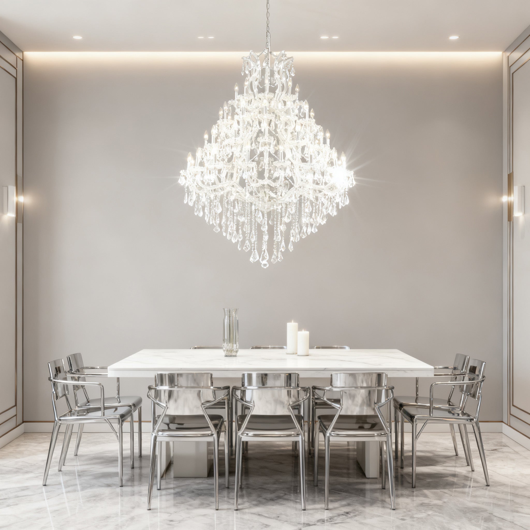 47X58 Inch Big Living Room Chandelier 49 Lights Candle Style Tiered Crystal Chandelier-Briglighting