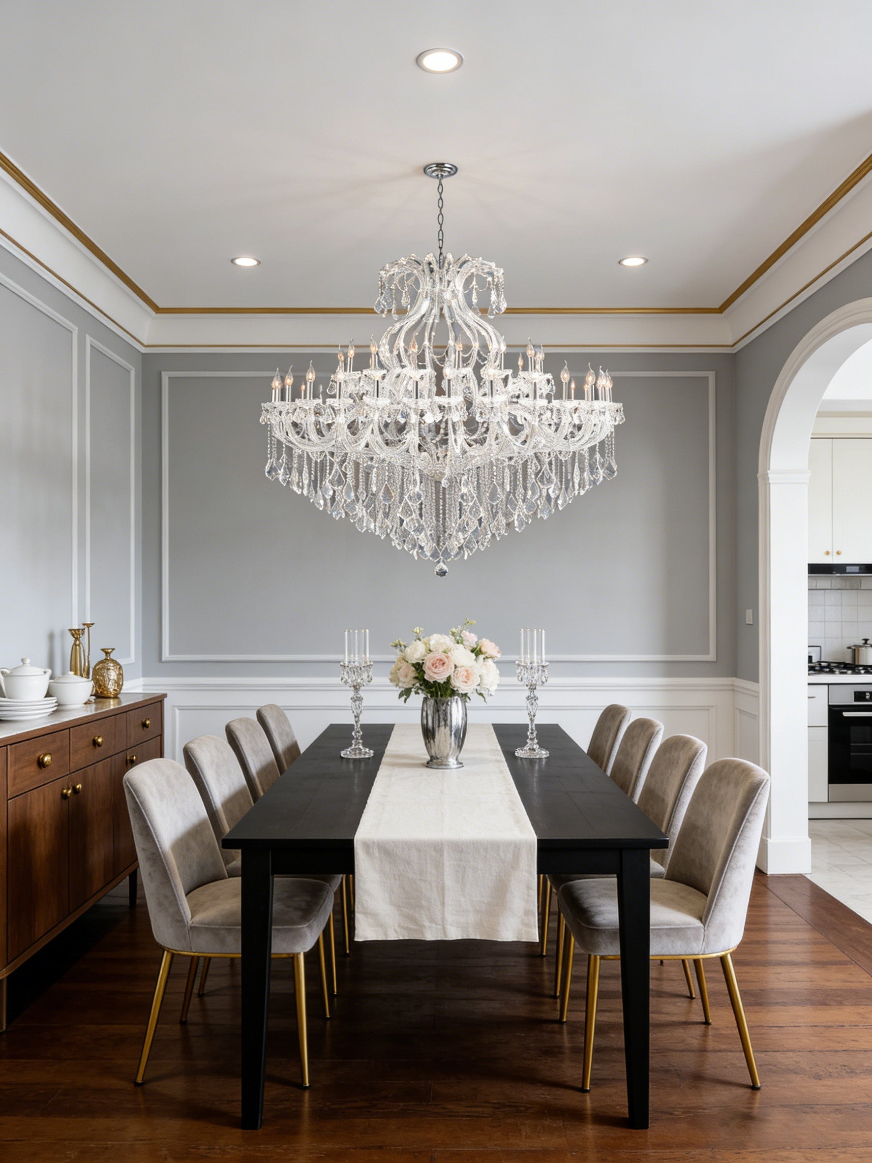 71X59 Inch Extra Wide Chandelier 49 Lights Big Chrome Maria Theresa Crystal Chandelier For Dining Room-Briglighting