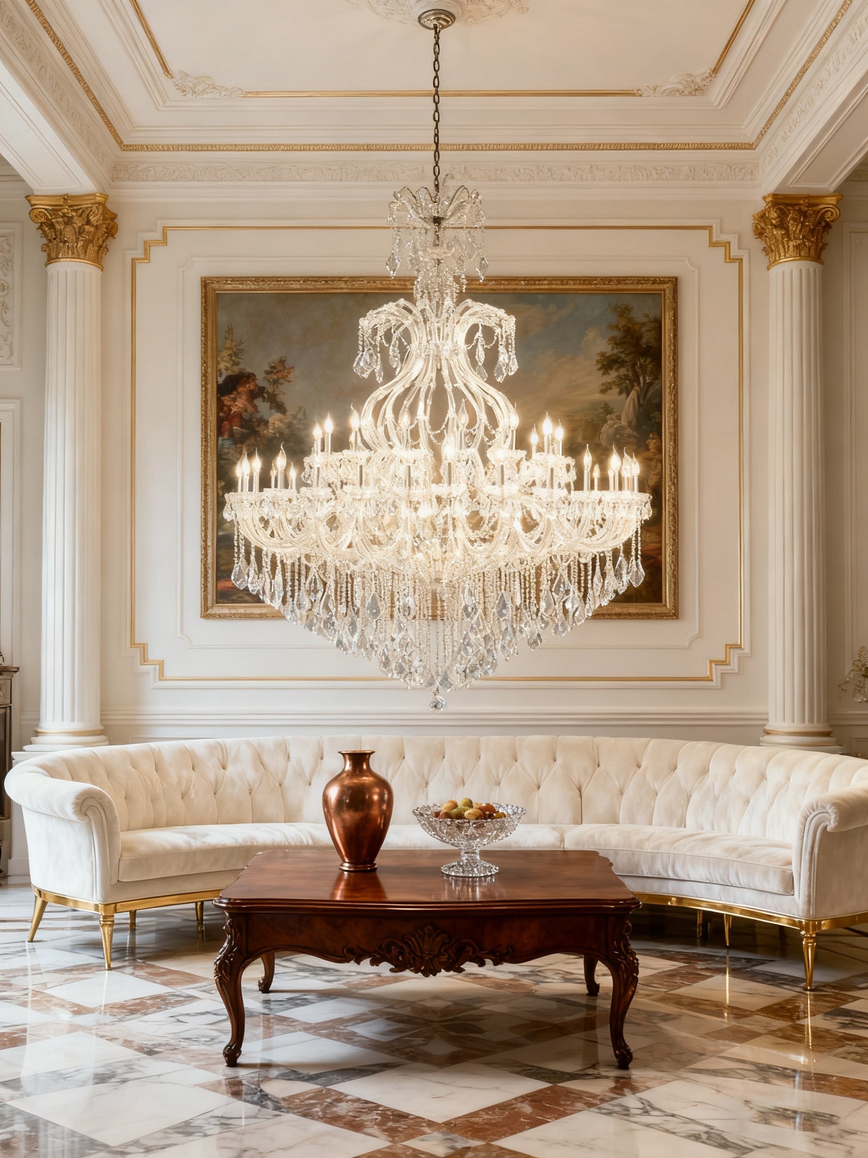 71X59 Inch Extra Wide Chandelier 49 Lights Big Chrome Maria Theresa Crystal Chandelier For Dining Room-Briglighting