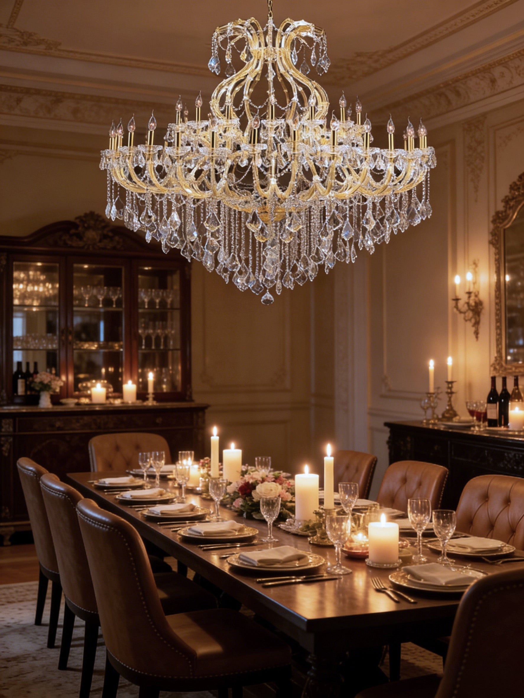 71X59 Inch Extra Wide Chandelier 49 Lights Big Gold Maria Theresa Crystal Chandelier For Dining Room-Briglighting