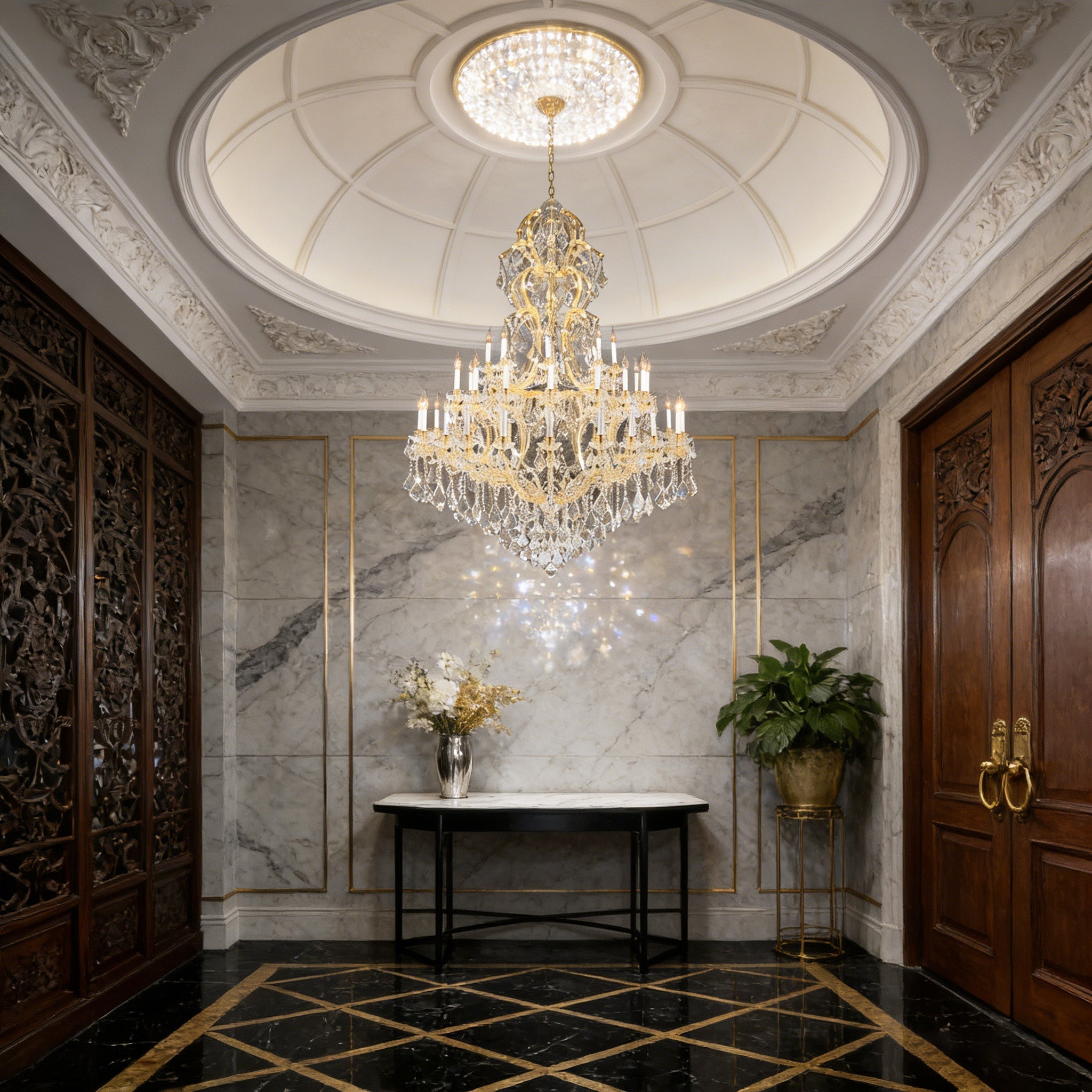 59X85 Inch Tall Chandelier for High Ceiling Foyers 48 Lights Gold Elegant Crystal Lighting-Briglighting
