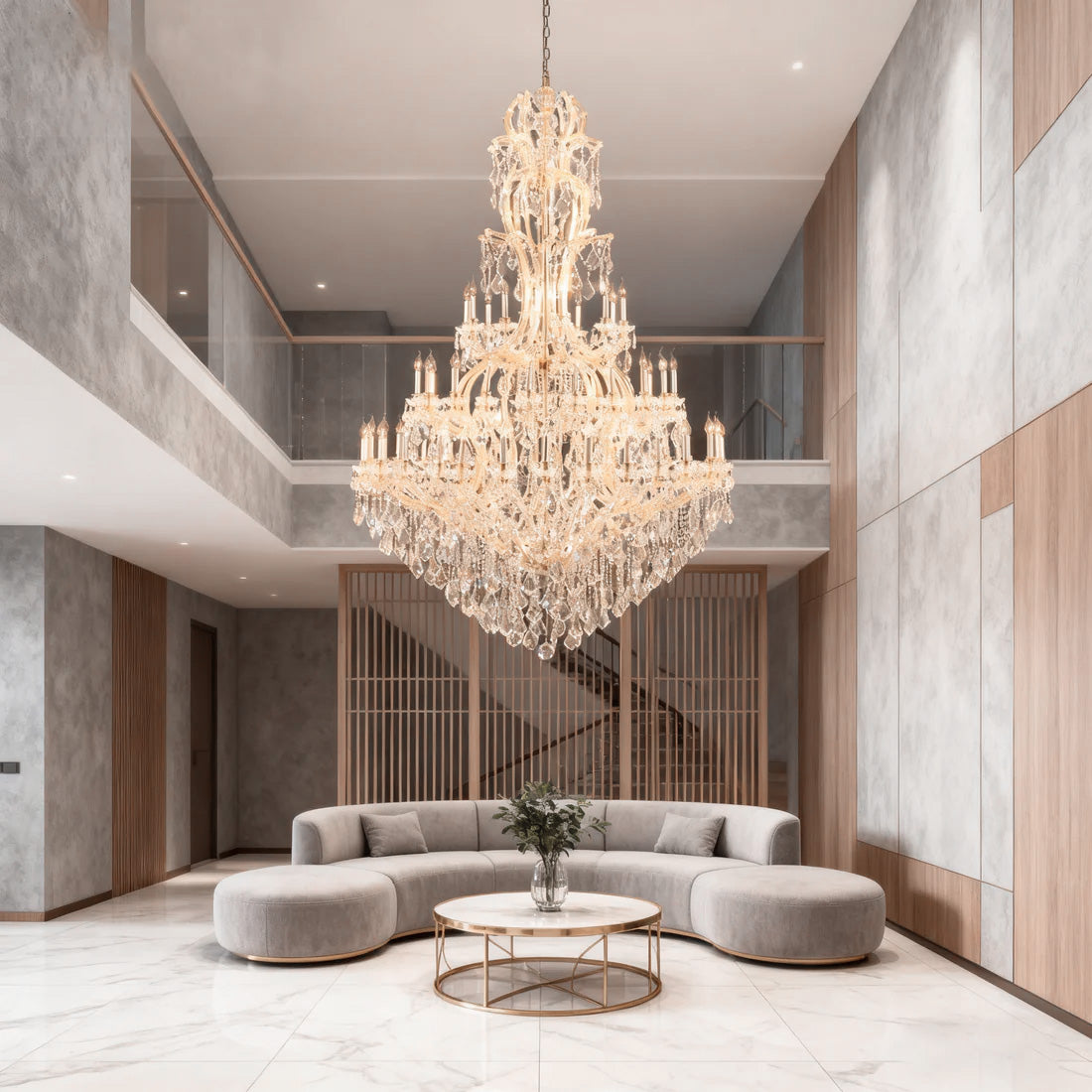 77X124 Inch Huge High Ceiling Chandelier 72 Lights Elegant Large Chrome Maria Theresa Crystal Chandelier-Briglighting