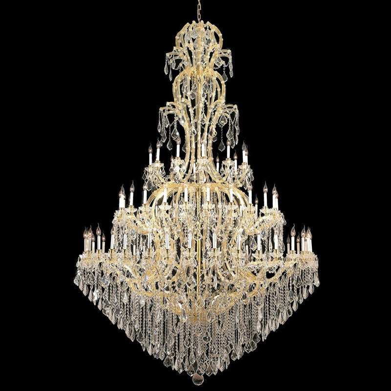 77X124 Inch Huge High Ceiling Chandelier 72 Lights Elegant Large Gold Maria Theresa Crystal Chandelier-Briglighting