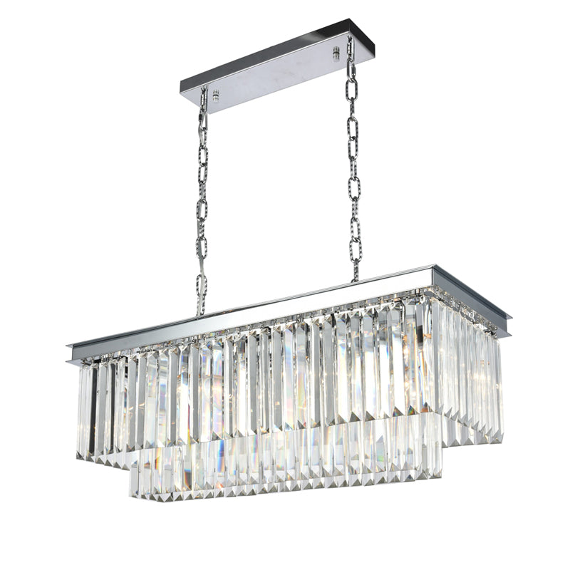 40 Inch Rectangle Chandelier Modern Crystal Chandelier Lighting for Dining Room-Briglighting