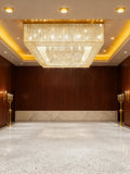 Custom Made Huge Rectangle Flush Mounted Gold Crystal Chandelier for Low Ceiling-Briglighting