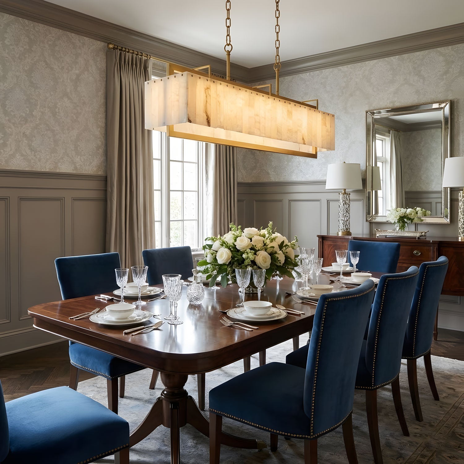 Premium Solstice Bar Alabaster Chandelier-Chandelier-Briglighting