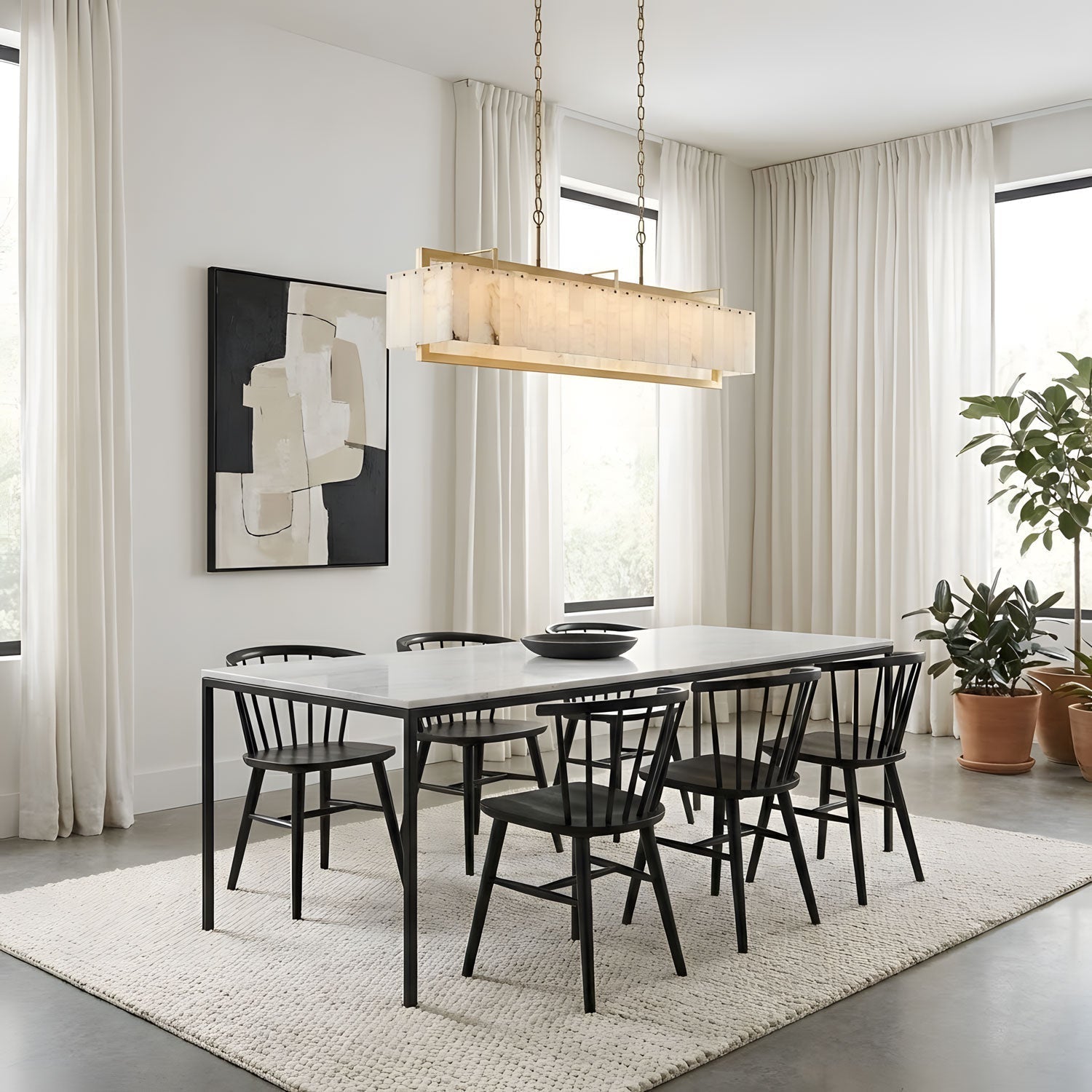 Premium Solstice Bar Alabaster Chandelier-Chandelier-Briglighting
