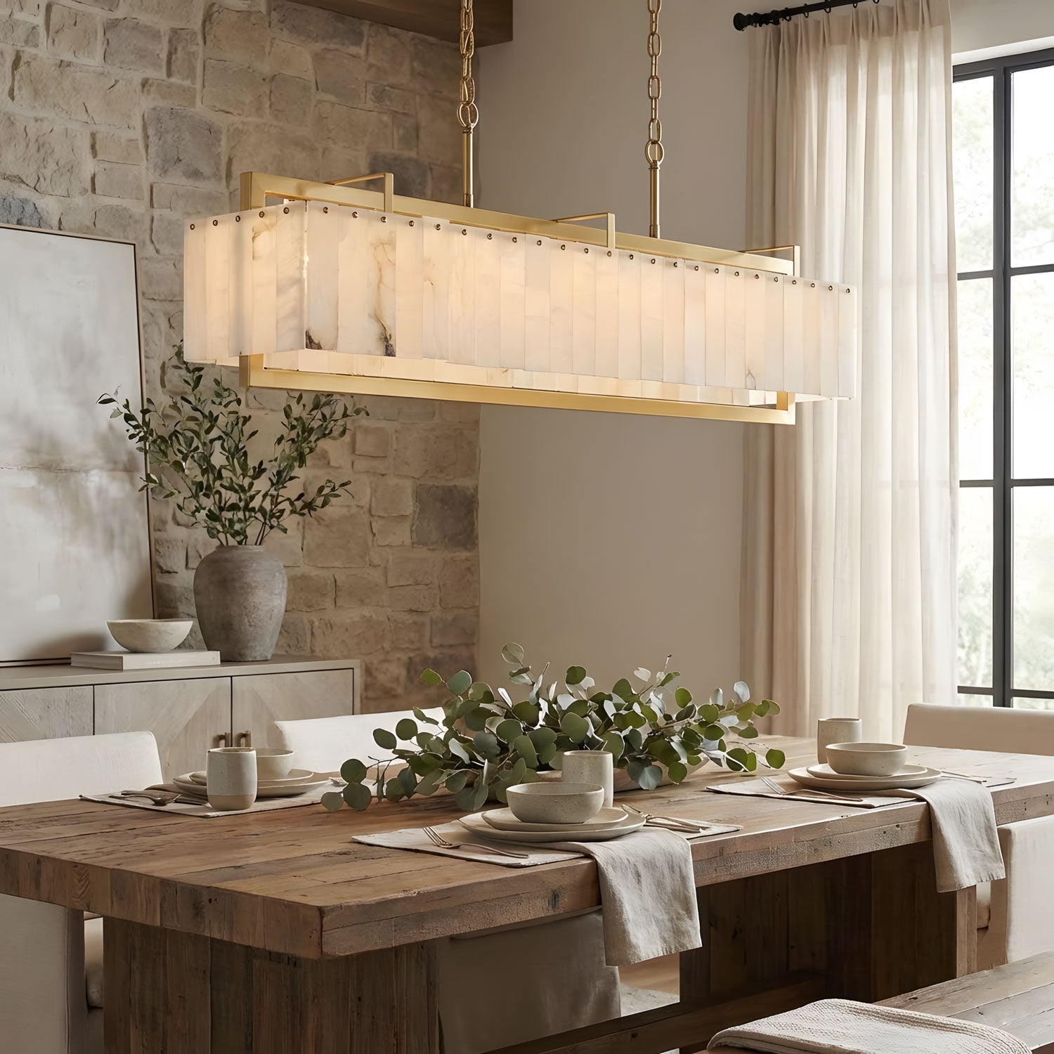Premium Solstice Bar Alabaster Chandelier-Chandelier-Briglighting